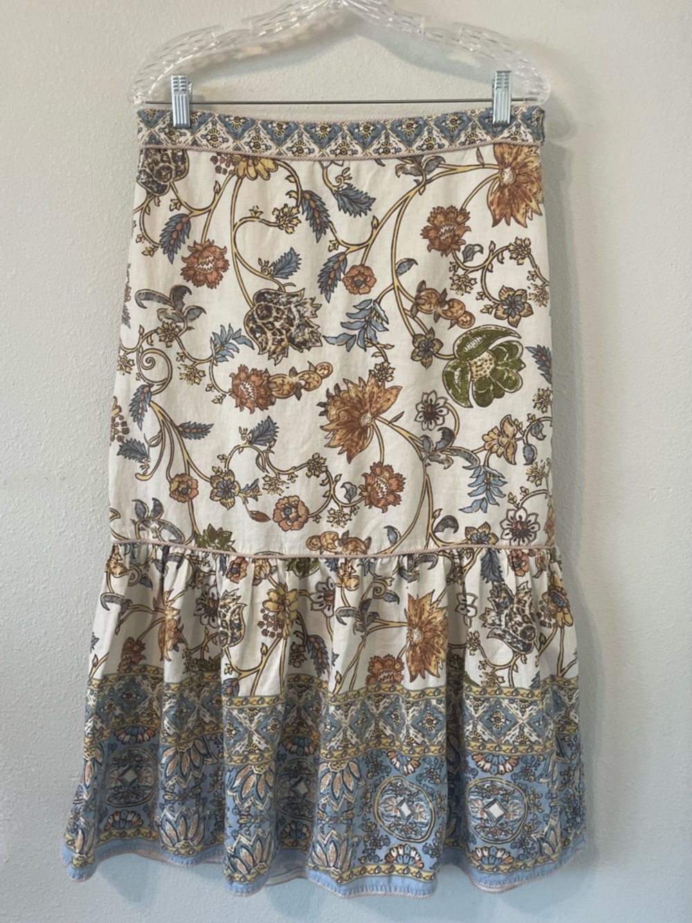 House of Harlow 1960 Floral Linen Blend Midi Skirt Size Large